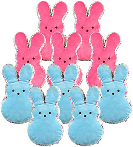 מציץ לחיות מחמד 12 ארנבות דפוס צעצועים מחמד חיות מחמד מגוונים ורוד וכחול 10pc | 10 חתיכות ג'מבו מציץ צעצועי קטיפה ארנבים לכלב עם חריקת